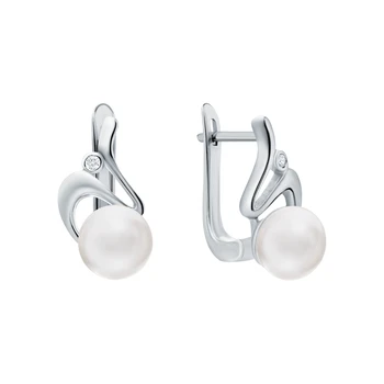 

Silver earrings with cubic zirconia and pearls cultured sunlight