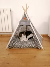 Pet-Tent House Kennels Teepee Puppy-Cat Cave Kitten Outdoor Portable Linen with Mat