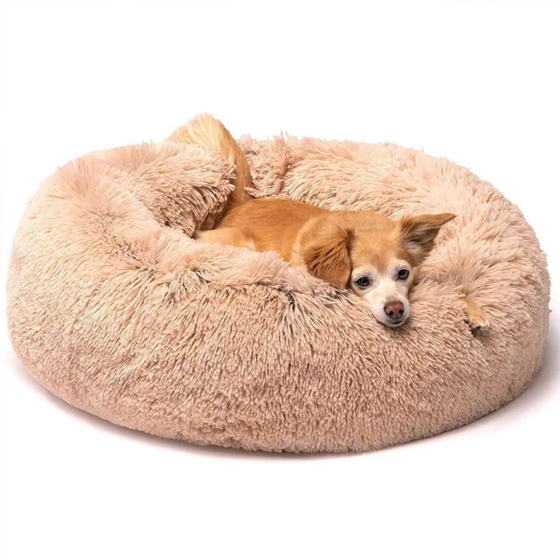 

Round Kennel Dog Cat Winter Warm Sleeping Bed Super Soft Long Plush Pet Kennel Cushion Mat Portable Pet Supplies