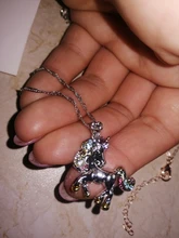 Colgante con forma de corazón de unicornio y diamantes de imitación para mujer, collar de Animal de poni, regalo de joyería