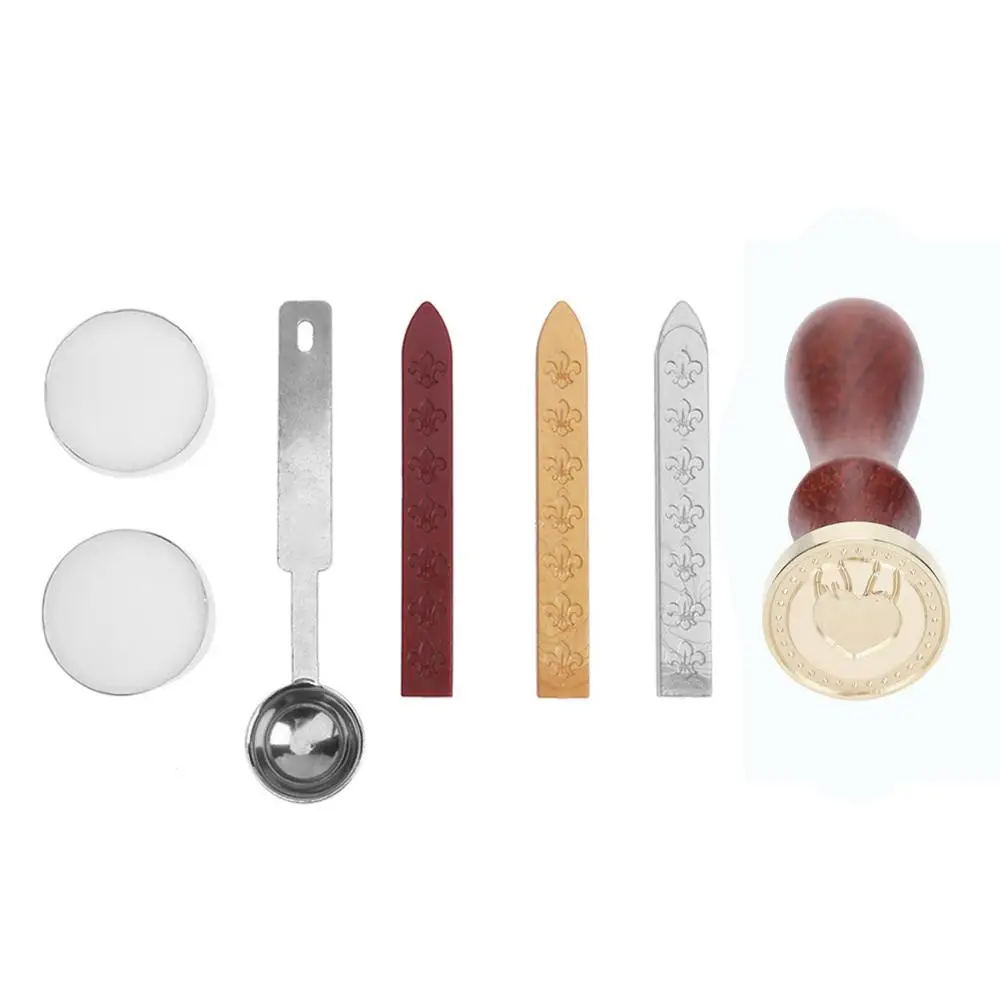 Retro DIY Sealing Wax Stamp Set Gift Box Wedding Envelope Initial Vintage Wax Badge Sealing Stamp Craft Christmas Gift