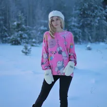 Sweater Pullover Embroidery Animal Knitting Harajuku Fluffy Cartoon Women Kawaii Warm