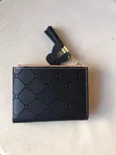 Corta de las mujeres monedero Patchwork monedero cremallera pequeño comprobado en relieve monederos con borlas lindo soporte para tarjetas Simple Mini Rosa bolsa de dinero