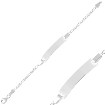 

Silver 925 Sterling Figaro Chain Flat Plate Baby Bracelet