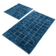 Коврики для ванной нескользящие Противоскользящие коврики Нескользящие хлопковые синие джинсовые Estoril 2'Li набор 60X100 cm-50X60 см