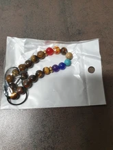 Pulsera de piedra de ojo de tigre de Lava Natural para hombre y mujer, brazalete de terapia de equilibrio curativo, joyería ajustable para rezar, 7 Cuentas de Chakra