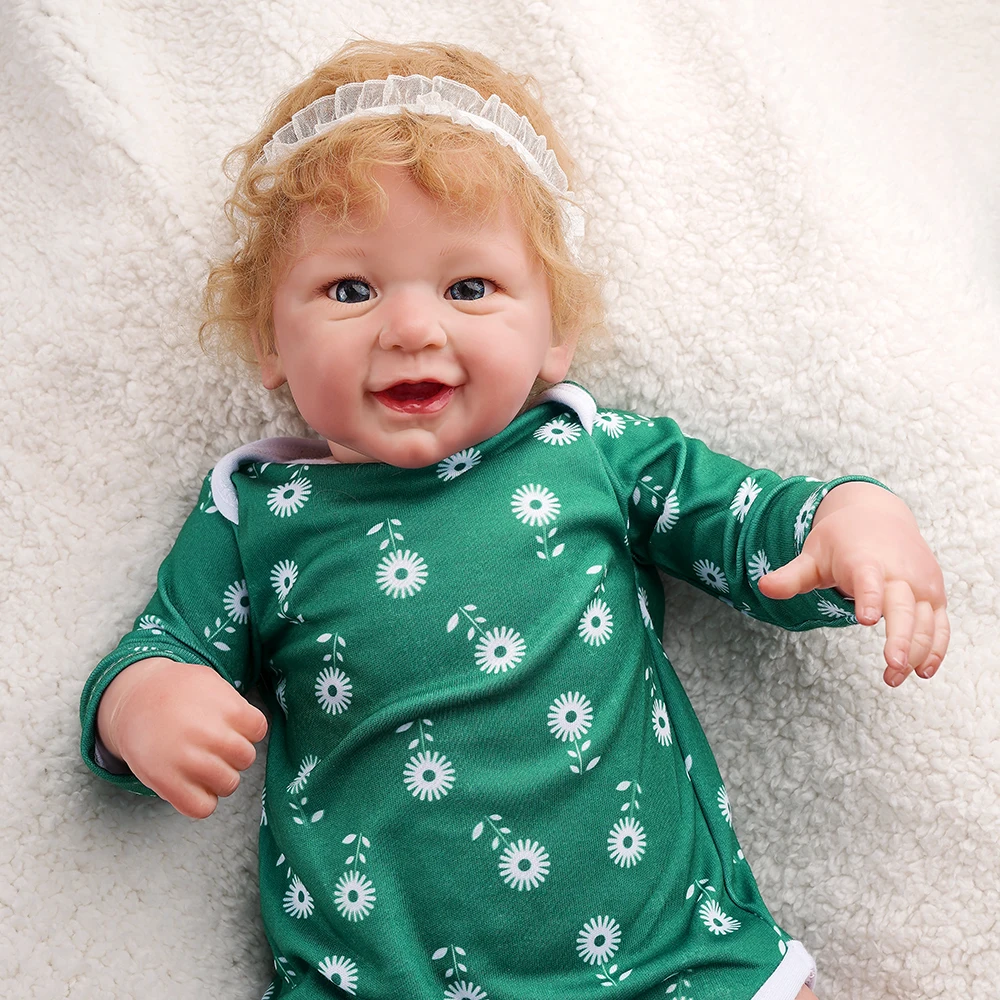 

RBG 21Inches lol Smiley Realistic Reborn Bebe Dolls Alive NewBorn Baby Cloth Body Vinyl Kit Doll Toys Chrismas Gift for Children