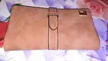 Bolso largo doble pliegue de famosa marca para mujer, billetera de cuero de nobuk con cordón, cremallera, billetera de gamuza, bolso de mano femenino