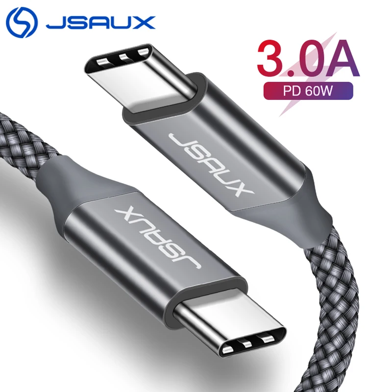 JSAUX 60 Вт USB C к Type кабель PD QC 2 0/3 0 для быстрой зарядки и передачи данных Macbook Air iPad Pro