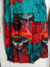 Cotton Linen Dresses Robe Short-Sleeve Patchwork Floral-Printed VONDA Women's Casual