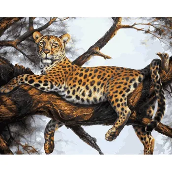 

"Leopard on vacation" painting by numbers on canvas 40*50. Snow White. 170-B