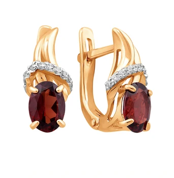 

Gold earrings with раухтопазами and cubic zirconia sunlight sample 585