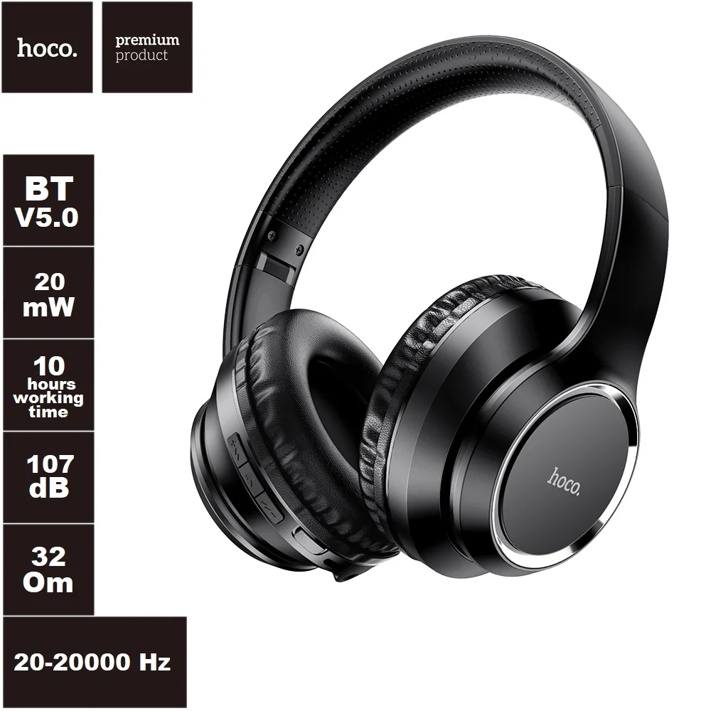 Bluetooth headset HoCo W30 fun move BT 5.0 overhead (black) | Электроника