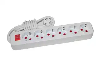 

PnpnElectric Ayka White 6 Grounded Group Socket Switched 5mt Cable 1P + N + GND 16A Plastic IP44 Portable usage