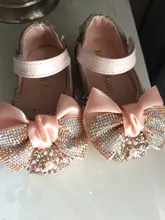 Zapatos de cuero con lazo de diamantes de imitación para niñas, zapatillas de baile de fiesta, zapatos planos de rendimiento para bebés y estudiantes, D785