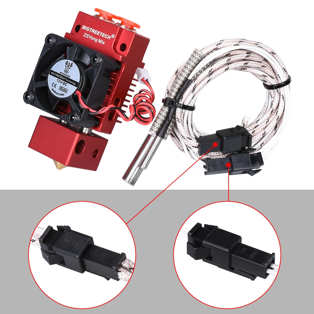 BIGTREETECH 2 в 1 Out Hotend 12 В 24 в смешанный цвет j-головка 1,75 мм для деталей 3D-принтера Titan MK8 Bowden экструдер термисторный нагреватель