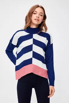 

Trendyol Navy Blue Striped Sweater TWOAW20GO0015