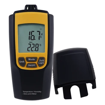 

3-in-1 Air Digital Handheld Air Temperature Humidity Meter Dew Point and Temperature Meter w/ Dual Level LCD Display & Backlight