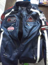 Chaqueta Vintage de motociclista para hombre, chaqueta de cuero para motorista, bordada, de lana, para invierno, 2020