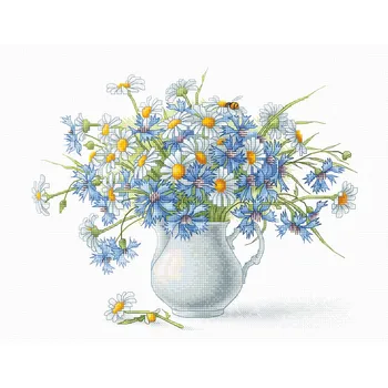 

B2275 set for embroidery 'cornflowers and chamomile '24,5*20 cm, Luca-s