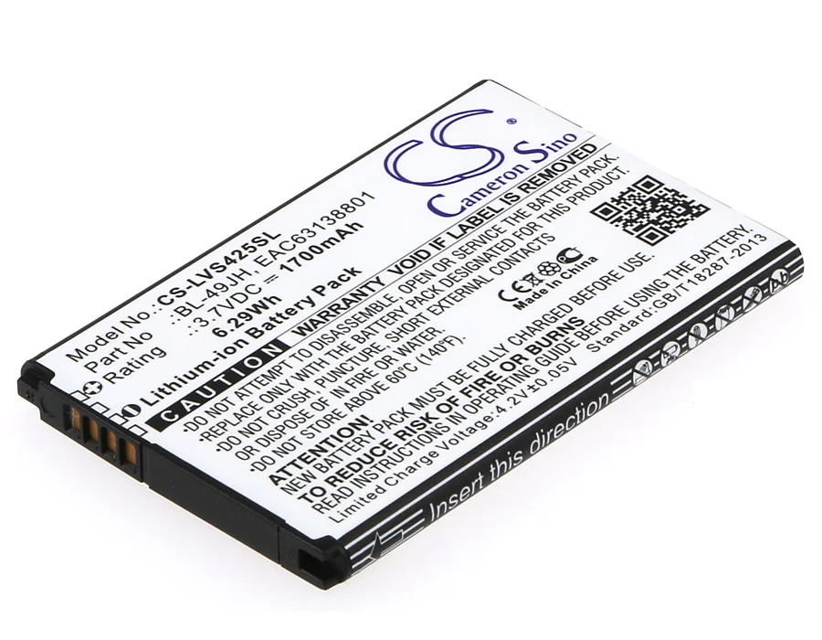Аккумулятор CS-LVS425SL BL-49JH для LG K120 3.7V / 1700mAh 6.29Wh | Мобильные телефоны и аксессуары