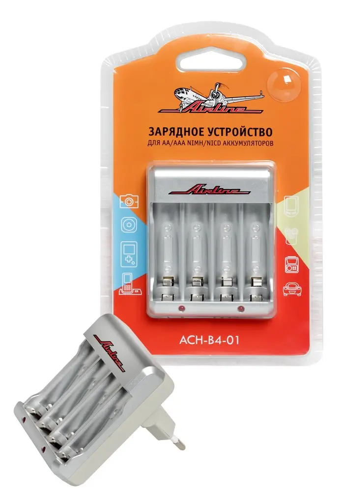 Зарядное устройство для AA/AAA NiMh/NiCd аккумуляторов AIRLINE ACH-B4-01