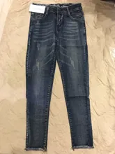 Skinny Jeans Pencil-Pants Stretch Black High-Waist Fashion Denim Woman Tassel Elastic