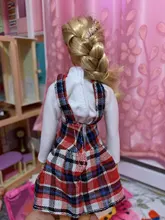 Skirt Wear-Accessories Outfit Wave-Point-Dress Grid Daily Barbie-Doll Fashion Casual