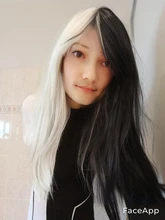 JOY & BEAUTY-Peluca de cabello sintético para mujer, pelo largo y liso, fibra de alta temperatura, Cosplay, 24 pulgadas, negro/blanco