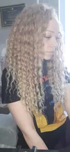 Mechones de pelo ondulado rizado natural, extensiones de cabello sintético con cierre, pelo rubio degradado, fibra de 20 pulgadas, envío gratis