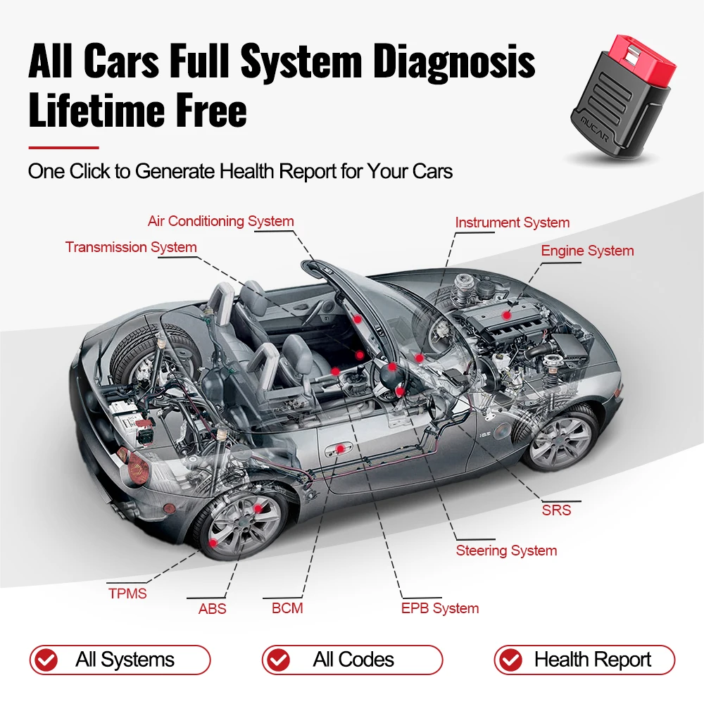 MUCAR BT200 Full System Auto Diagnostic Scanner Free Oil SAS Reset All Car Bluetooth Code Reader&Scan Tools for iOS & Android car battery reader