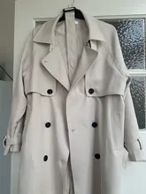 DEAT-gabardina elegante con cuello levantado y cinturón para mujer, abrigo a la moda, color Beige, liso, TU159, otoño, 2021