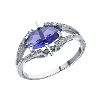 

Silver ring with cubic zirconia and tanzanites synthetic sunlight sample 925
