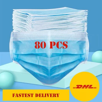 

80 PCS / Anti-Pollution 3 Layers Non-woven fabrics Mask WaterProof Dust Filter Mask Fast Delivery 3-7Days
