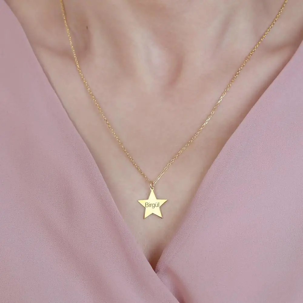 

Vaoov 925 Sterling Silver Personalized Star Star Necklace - Made in Turkey