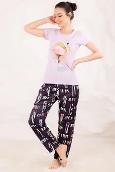 

Armonika Women Lilac Top Filamingo Printed Six Wavy Sleepwear Kit ARM-20Y099063