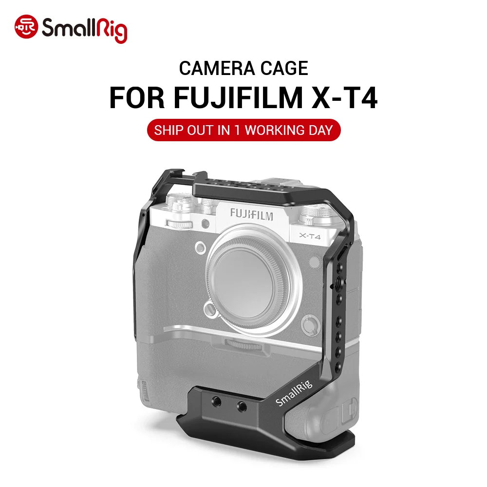 

SmallRig XT4 Camera Cage for FUJIFILM X-T4 with VG-XT4 Vertical Battery Grip Integrated Cold Shoe & NATO Rail fr DIY Set up 2810