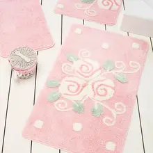 Коврик для ванной комнаты | коврик для ванной, Нескользящие Противоскользящие коврики, Жардин розовый 3л набор 60X100 cm-50X60 Cm-40X60 см