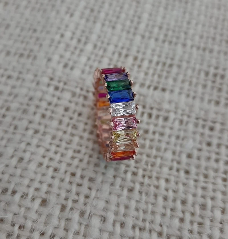 

Silver Women Ring Rainbow Ring Art Deco Rings Ring for Women