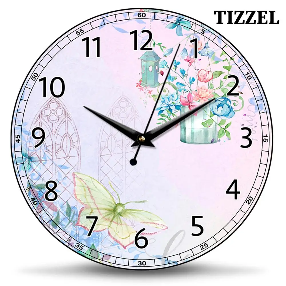 Часы настенные TIZZEL Wall Clock Wood Vintage Modern Design Antique Style For Home Living Room Kitchen 30 cm | Дом и сад