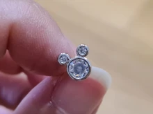 925 de plata esterlina de la joyería de las mujeres de cristal animales de dibujos animados pendientes para niñas de la escuela. Regalo de pendientes de plata y circonita para niña eh1415