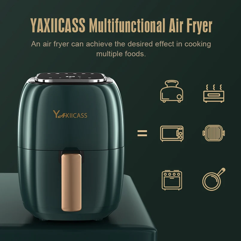 YAXIICASS 6L Electric Air Fryer 1400W Digital Air Frier LED Touchscreen Deep Fryer Without Oil 360° Baking Oven For Home Cooking