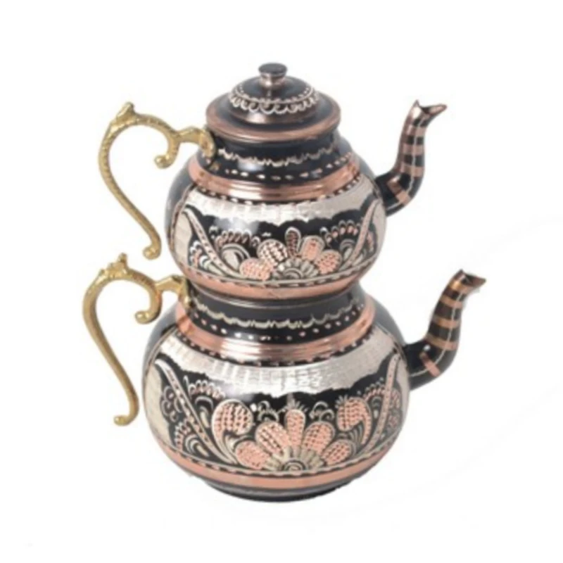 

Handmade detailed embroidered copper teapot traditional turkish work high quality hand workmanship can be used and decorative