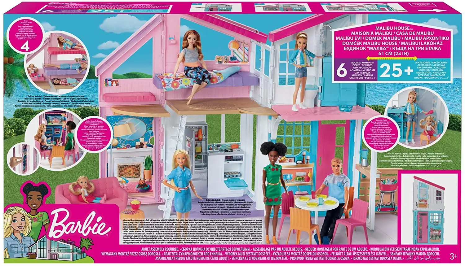 Barbie house Malibu, two-story folding doll house with furniture and  accessories, recommended age + 3 (Mattel FXG57) - AliExpress