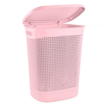 

Rectangular High clothes basket with pink lid 52 litres 7house