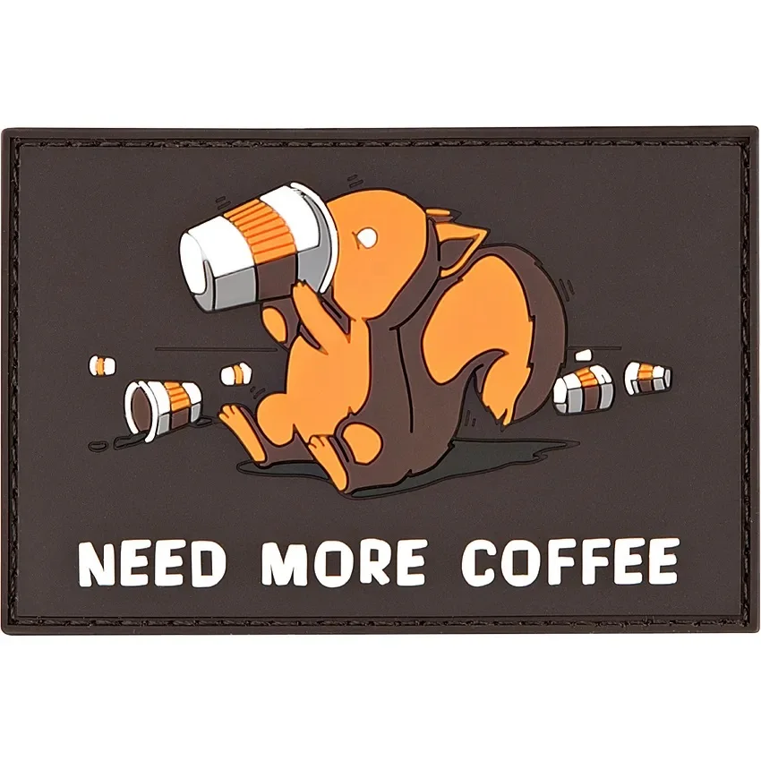 Нашивка (шеврон патч patch) &quotNeed more coffee" на липучке 9 x 6 см | Дом и сад