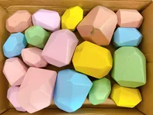 Bloques de construcción de piedra colorida Jenga para niños, juguete educativo de estilo nórdico creativo, piedra de arcoíris, juguete de madera