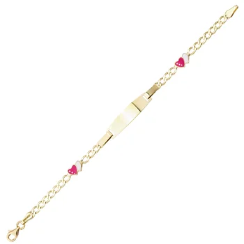 

Pink Heart Name Rewritable Platter Gold Child Bracelet 04-650-1000191