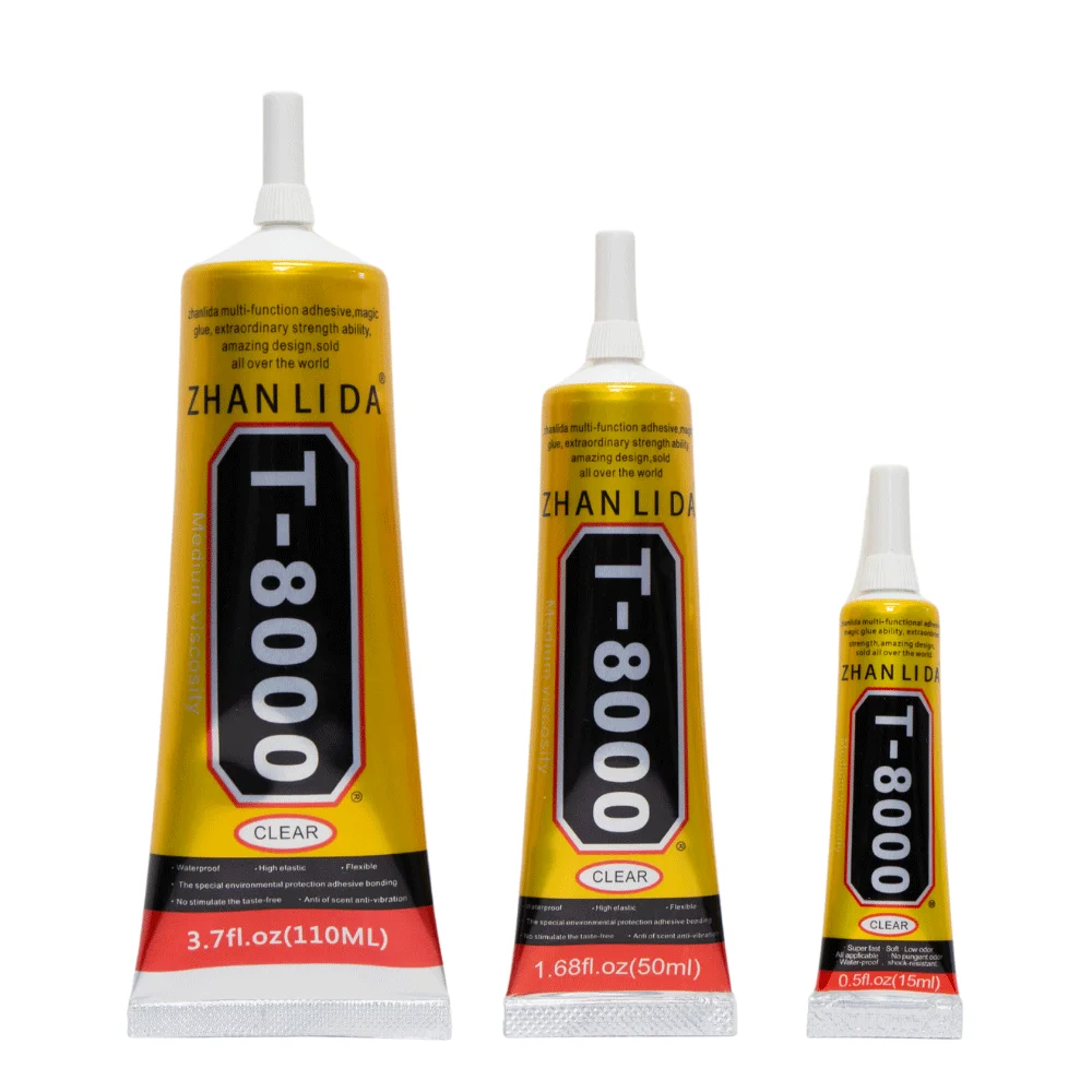 Tela de Telefone Colagem de Reparo de Vidro de Ligação Pces Bloco Zhanlida 110ml Contato Claro Adesivo Multiuso Industrial 15 T8000 1 Cola de vidro transparente zhanlida t8000, 110ml,