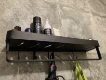 Estante de pared para baño, estante de aluminio negro, estante de esquina para baño, montado en pared, soporte de almacenamiento de cocina de aluminio negro